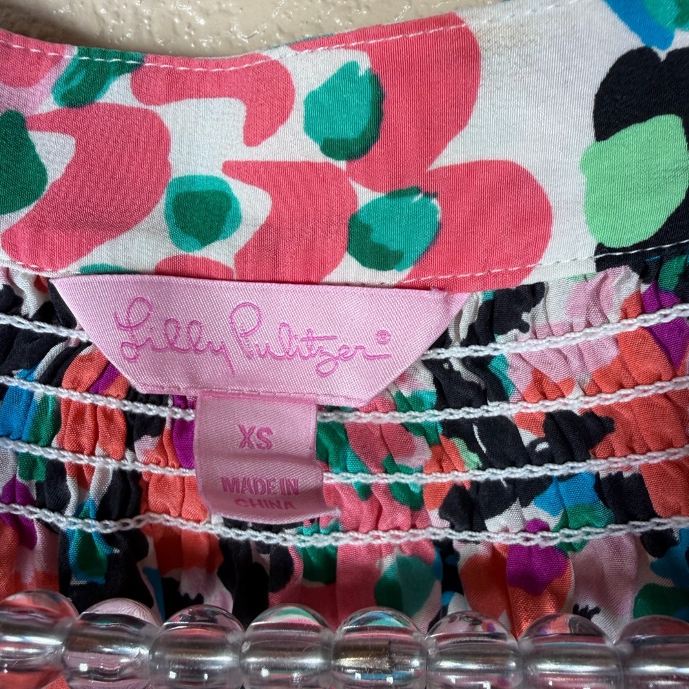 Lilly Pulitzer Pink and Blue Abstract Blouse - Picture 6 of 8